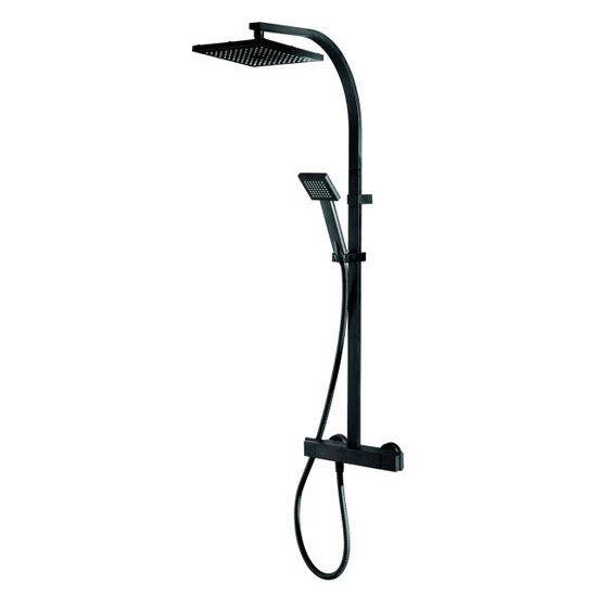 Triton Tees Thermostatic Bar Shower Mixer with Diverter & Kit - Black - UNTEBMDIVBK Large Image