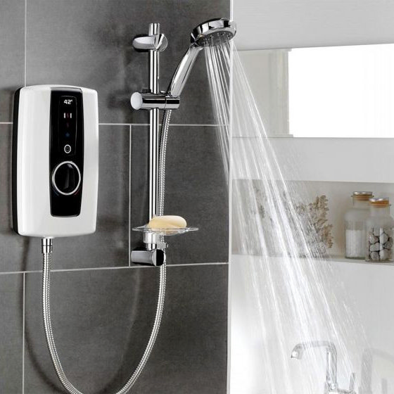 Triton Touch 9.5kW Electric Shower White And Black - ASPTOU09WHT Profile Large Image