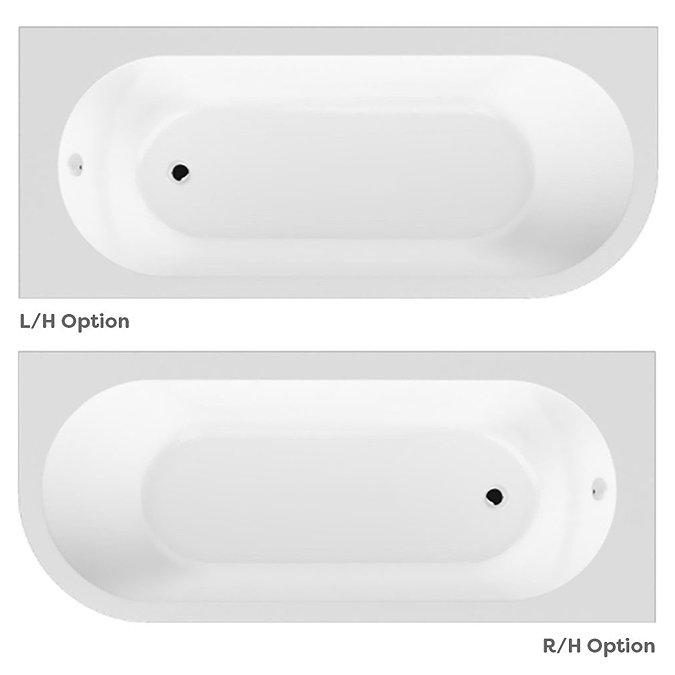 J-Shaped 1700mm Single Ended Bath + Curved Panel