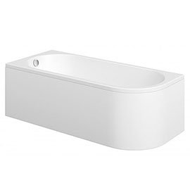 J-Shaped 1700mm Single Ended Bath + Curved Panel Medium Image