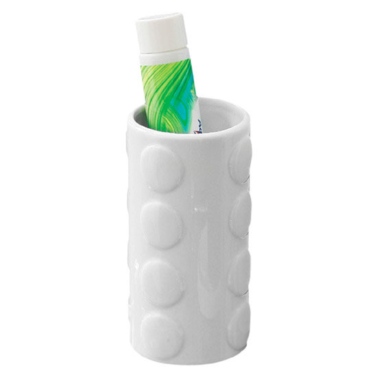 White Ceramic Tumbler with Circles Pattern - 1601221 Large Image