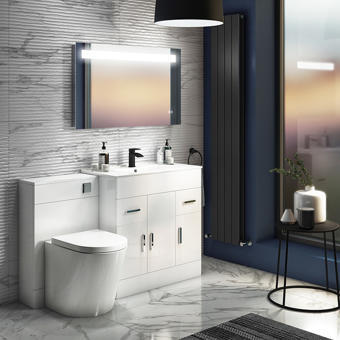 Toreno 1000 x 600mm Landscape LED Back-lit Bluetooth Mirror with Touch Senso In Bathroom Large Imag