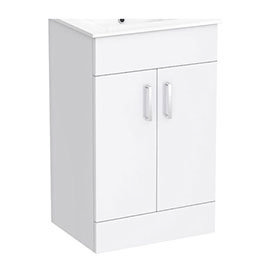 Toreno Small Vanity Sink With Cabinet - 500mm Modern High Gloss White ...