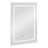 Toreno 500x700mm LED Illuminated Border Mirror with Anti-Fog, Dimmer, Digital Clock & Touch Sensor