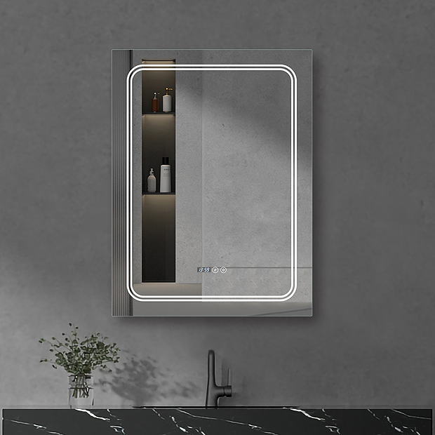 Toreno 500x700mm LED Illuminated Mirror Inc. AntiFog, Digital Clock