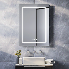 Toreno 500x700mm LED Illuminated Border Mirror with Anti-Fog, Dimmer, Digital Clock & Touch Sensor