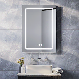 Toreno 500x700mm LED Illuminated Border Mirror with Anti-Fog, Dimmer, Digital Clock & Touch Sensor