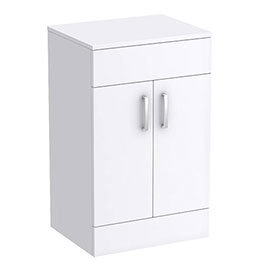 Toreno 505mm High Gloss White Worktop & Double Door Floor Standing Cabinet Medium Image