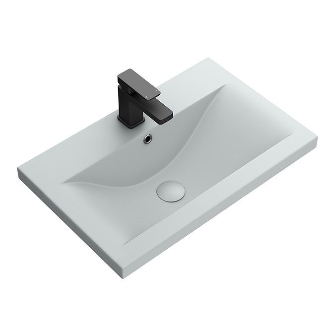 Turin 600 Basin Unit - High Gloss White with Matt Grey Mid Edged Basin Profile Large Image