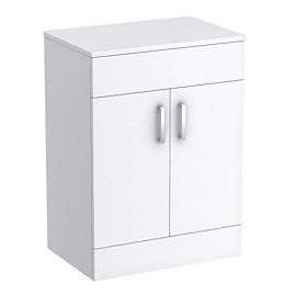 Toreno 605mm High Gloss White Worktop & Double Door Floor Standing Cabinet Large Image