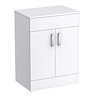 Toreno 605mm High Gloss White Worktop & Double Door Floor Standing Cabinet Large Image