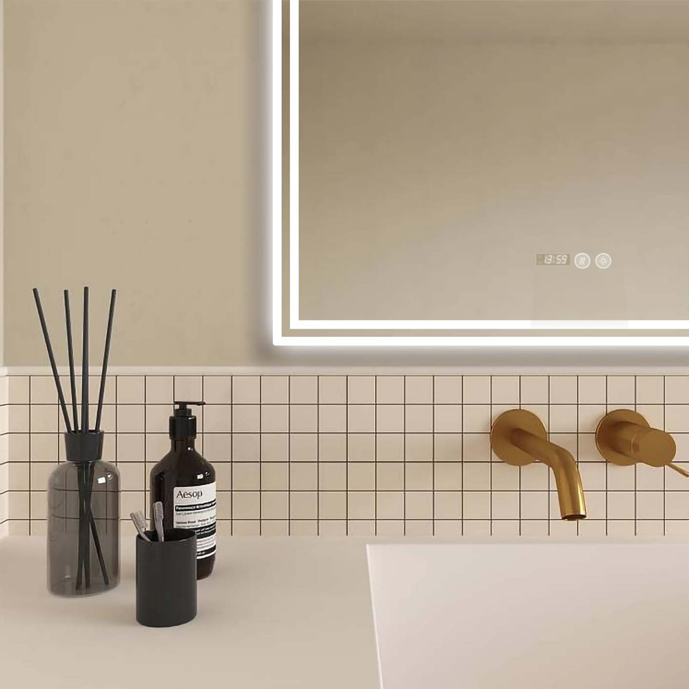 Toreno 700x500mm LED Illuminated Mirror Inc. AntiFog, Digital Clock