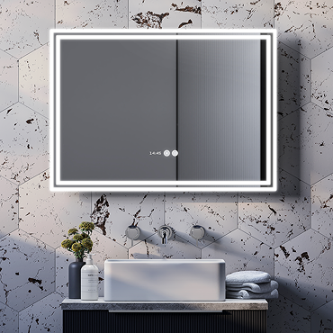 Toreno 700x500mm LED Landscape Illuminated Mirror inc. Anti-Fog, Digital Clock & Touch Sensor Switch  