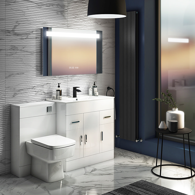 Toreno 800 x 600mm LED Illuminated Mirror with Anti-Fog, Digital Clock & Touch Sensor