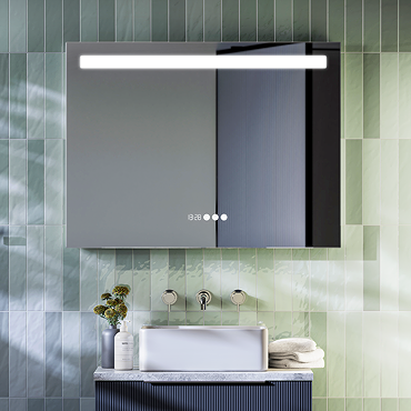 Toreno 800 x 600mm LED Illuminated Mirror with Anti-Fog, Digital Clock & Touch Sensor