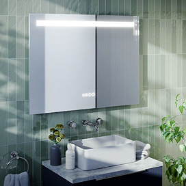 Toreno 800 x 600mm LED Illuminated Mirror with Anti-Fog, Digital Clock & Touch Sensor