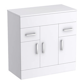 Toreno 805mm High Gloss White Worktop & Double Door Floor Standing Cabinet Large Image