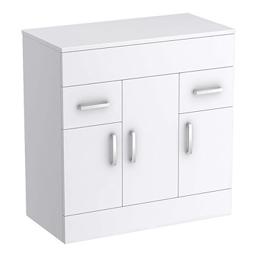 Turin 805mm High Gloss White Worktop & Double Door Floor Standing Cabinet  Profile Large Image