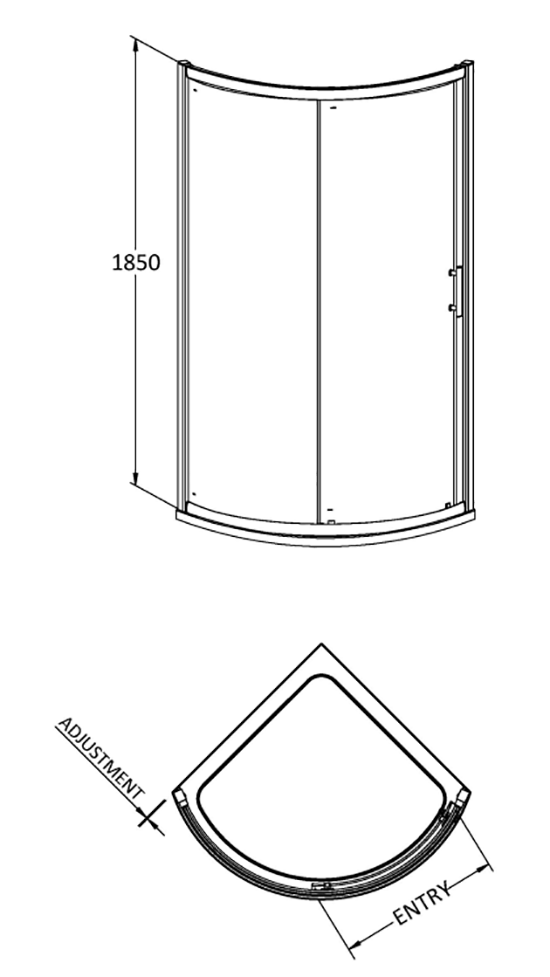 Toreno 860 x 860 Quadrant Shower Enclosure + Pearlstone Tray