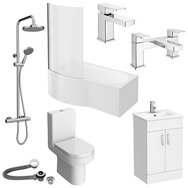 Turin B-Shaped Complete Traditional Bathroom Package  Profile Large Image