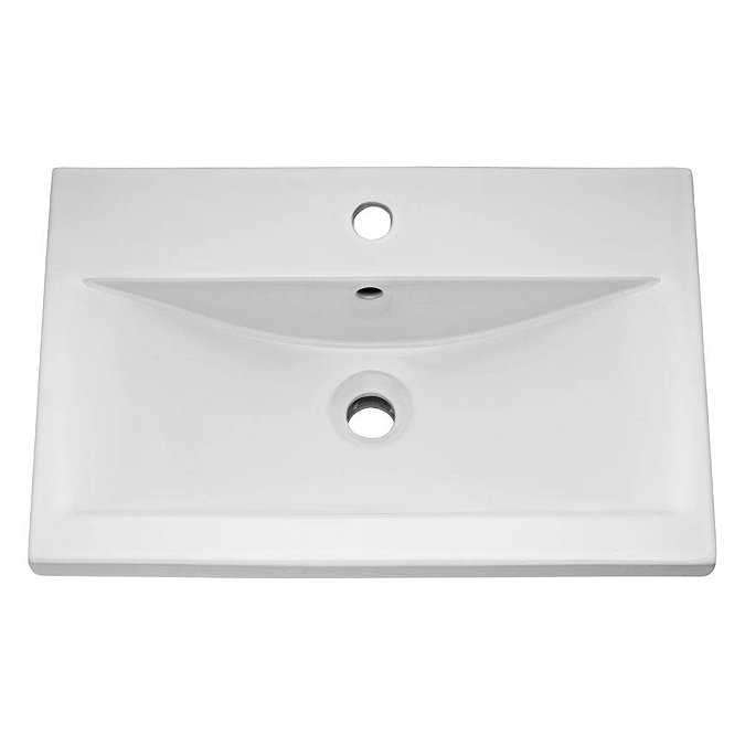 Turin Basin Unit - 500mm Modern High Gloss White with Mid Edged Basin Feature Large Image