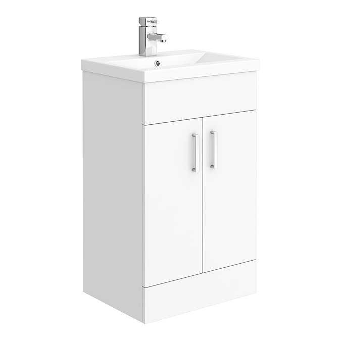 Turin Basin Unit - 500mm Modern High Gloss White with Mid Edged Basin Large Image