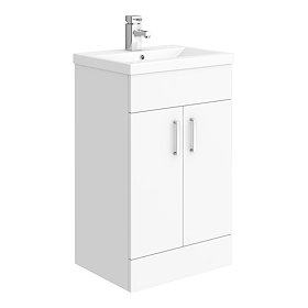 Turin Basin Unit - 500mm Modern High Gloss White with Mid Edged Basin Large Image