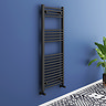 Turin Black Curved W500 x H1200mm Heated Towel Rail Large Image
