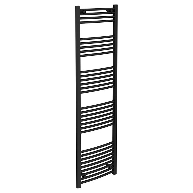 Turin Black Curved W500 x H1800mm Heated Towel Rail  Profile Large Image