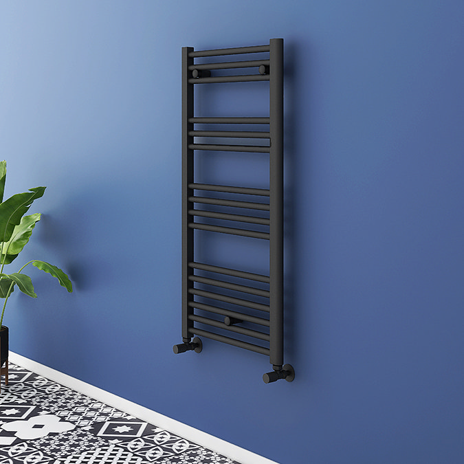 Toreno Heated Towel Rail - Matt Black - 500 x 1000mm - Straight Bars