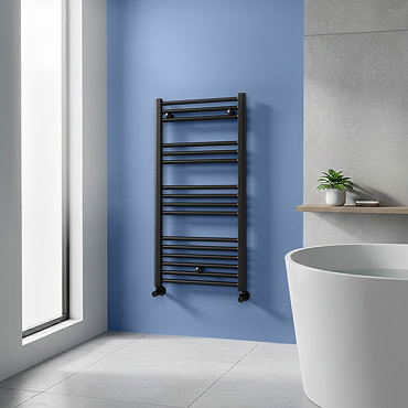 Toreno Black W500 x H1000mm Heated Towel Rail Profile Large Image