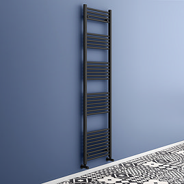 Turin Black W500 x H1800mm Heated Towel Rail Large Image