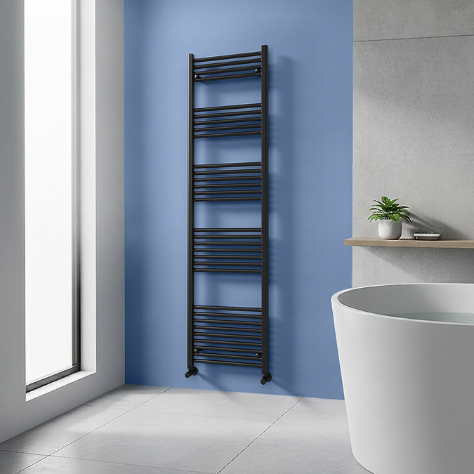 Toreno Heated Towel Rail - Matt Black - 500 x 1800mm - Straight Bars