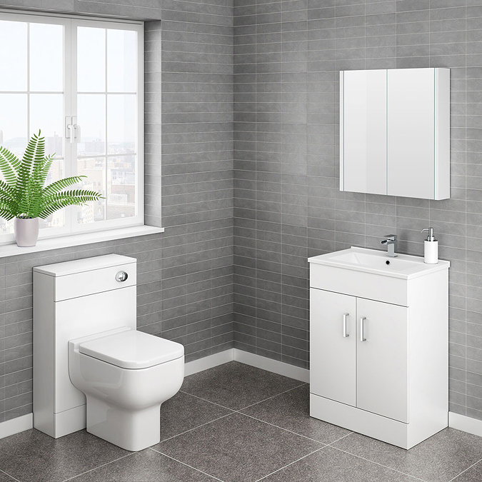 Toreno Cloakroom Suite inc. Pro 600 Toilet (White Gloss)  Newest Large Image