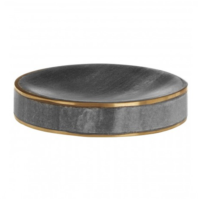 Turin Grey Marble Brass Effect Soap Dish  Profile Large Image