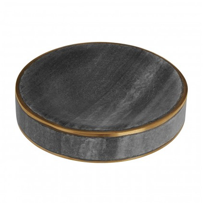 Turin Grey Marble Brass Effect Soap Dish Large Image