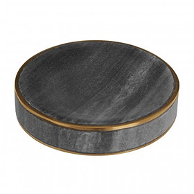 Turin Grey Marble Brass Effect Soap Dish Large Image