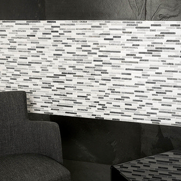 Turin Grey Stone Mosaic Tile Sheet - 290 x 325mm  Profile Large Image