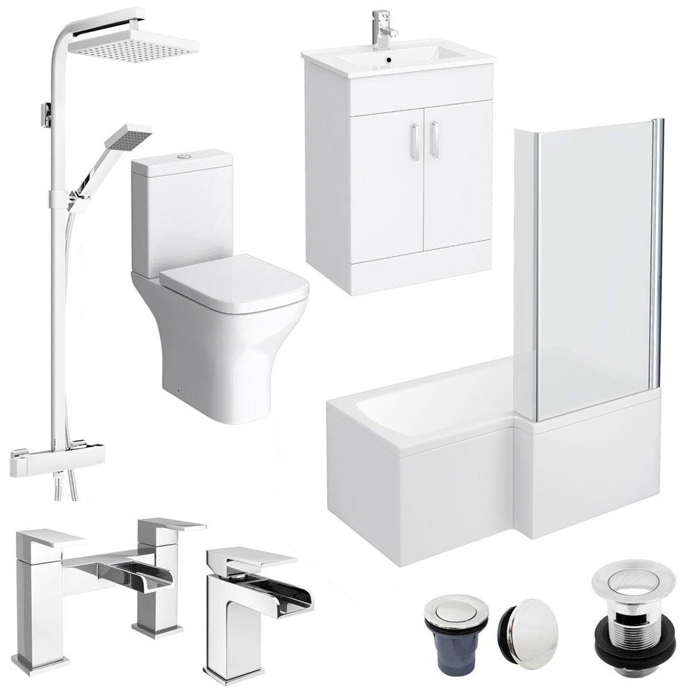 Toreno L-Shaped 1500 Complete Bathroom Package | Victorian Plumbing UK