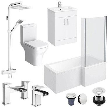 Turin L-Shaped 1600 Complete Bathroom Package  Profile Large Image