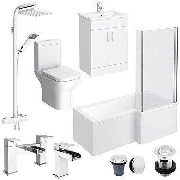 Turin L-Shaped 1700 Complete Bathroom Package  Profile Large Image