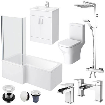Turin L-Shaped 1700 Complete Bathroom Package  Profile Large Image