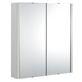 Turin Light Grey 600mm 2-Door Mirror Cabinet Large Image