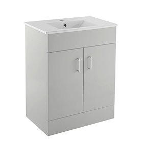 Turin Light Grey 600mm Modern Vanity Unit Large Image