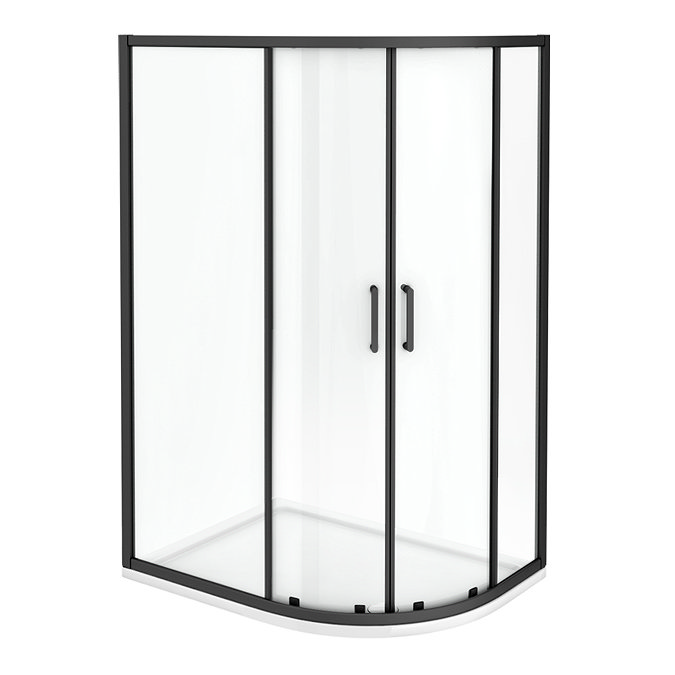 Turin Matt Black 1200 x 800mm Offset Quadrant Shower Enclosure  Feature Large Image