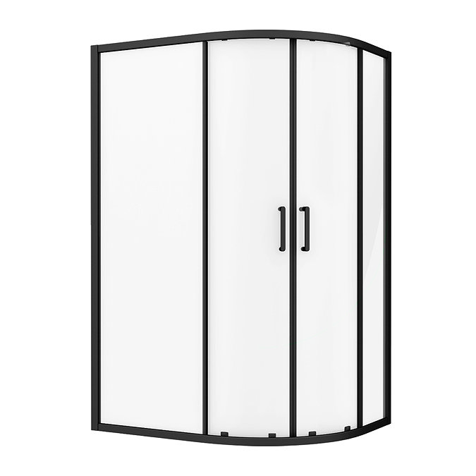 Turin Matt Black 1200 x 900mm Offset Quadrant Shower Enclosure  Standard Large Image