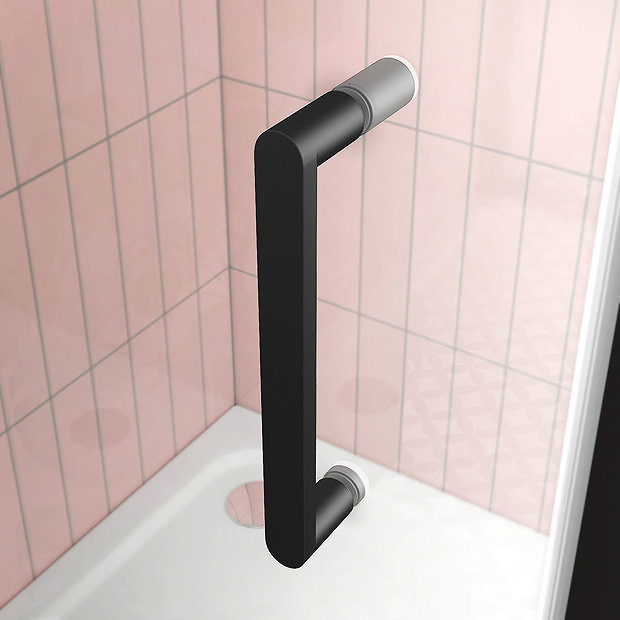 Turin Matt Black 1200 x 900mm Sliding Door Shower Enclosure without Tray  Feature Large Image