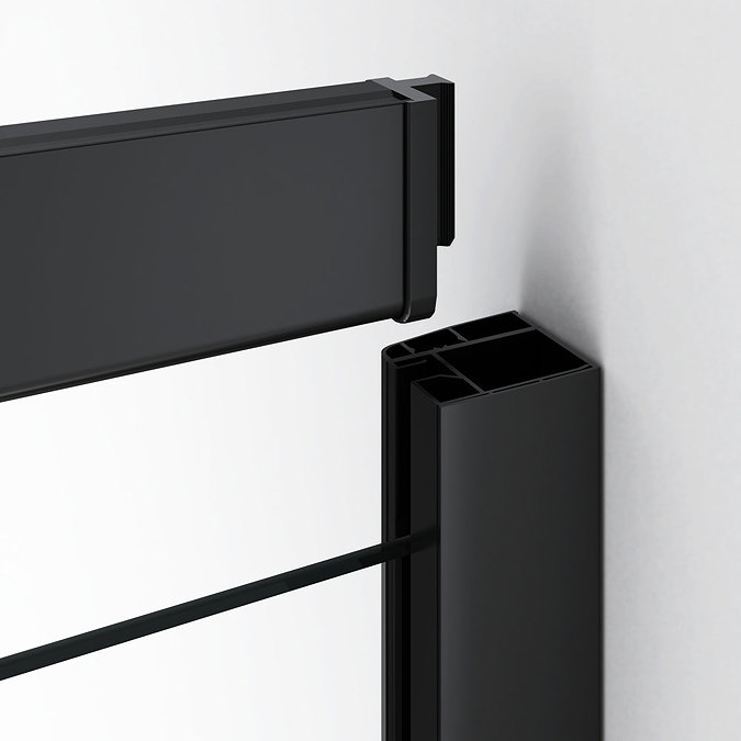 Turin Matt Black 1400 x 700mm Double Sliding Door Shower Enclosure without Tray Profile Large Image