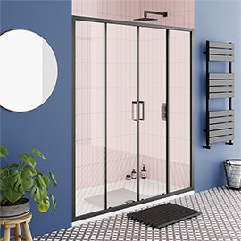 Turin Matt Black 1700 Double Sliding Shower Door Medium Image