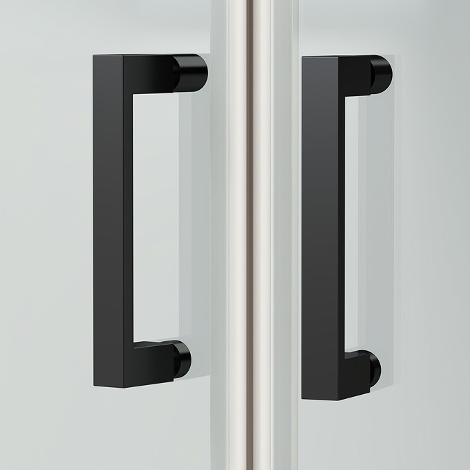 Toreno Matt Black 1700 x 700mm Double Sliding Door Shower Enclosure without Tray